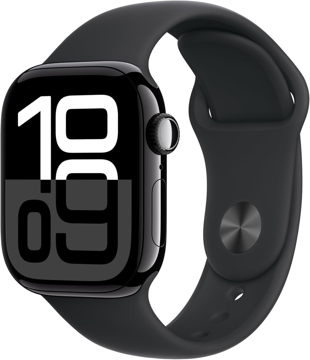 Apple Watch Series 10 (GPS, 42MM) Jet Black Aluminium Case with Black Sport Band, M/L (Renewed Premium)