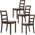 GOFLAME Dining Chairs Set of 4, Ladder Back Side Chairs with Solid Rubber Wood Legs & Non-Slip Food Pads, 4-Pack Space-Saving Armless Dining Chairs for Dining Room, Living Room, Restaurant, Brown