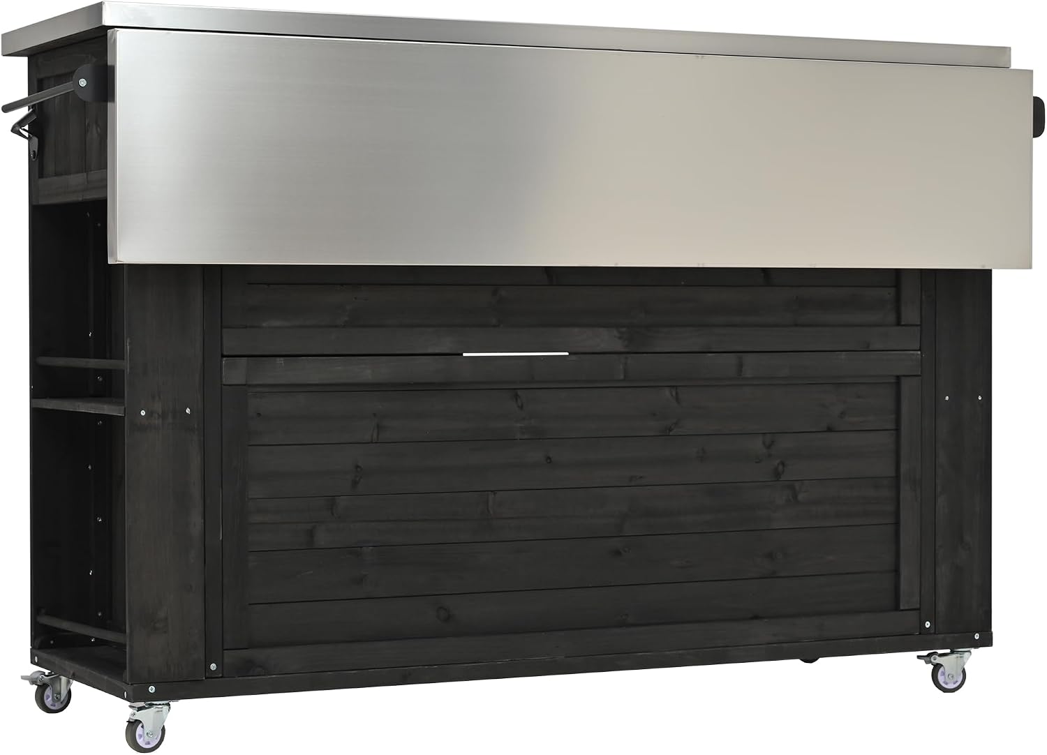 52.25' W Outdoor Kitchen Island Patio Grill Cart with Stainless Steel Tabletop, Storage Cabinet for BBQ, Bar