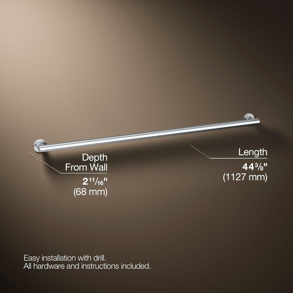 KOHLER 11896-S Purist 42' Grab Bar for Bathtubs and Showers, Wall-Mount Grab Bars for Bathroom, Polished Stainless