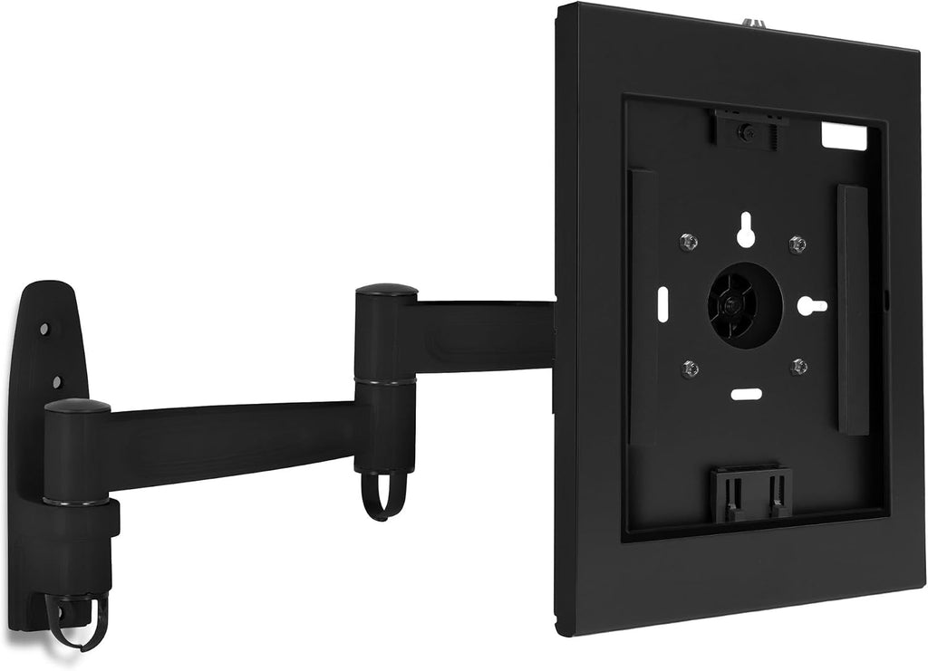 Mount-It! Anti-Theft Tablet Wall Mount with Swing Arm for iPad, iPad Air, iPad Pro | Lockable, Tamper-Proof Design, Full Motion Tilt, Swivel, Rotation, VESA 75x75 for Office, Retail, Black