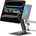 iPad Pro 13-inch(M4/M5 Magnetic Stand Hub, Foldable Stand Dock Holder for iPad Pro M4&M5 with 360° Rotation, 4K HDMI, Card Readers, USB3.0 5Gbps, 100W PD, 3.5mm Audio (M4&M5-13inch)