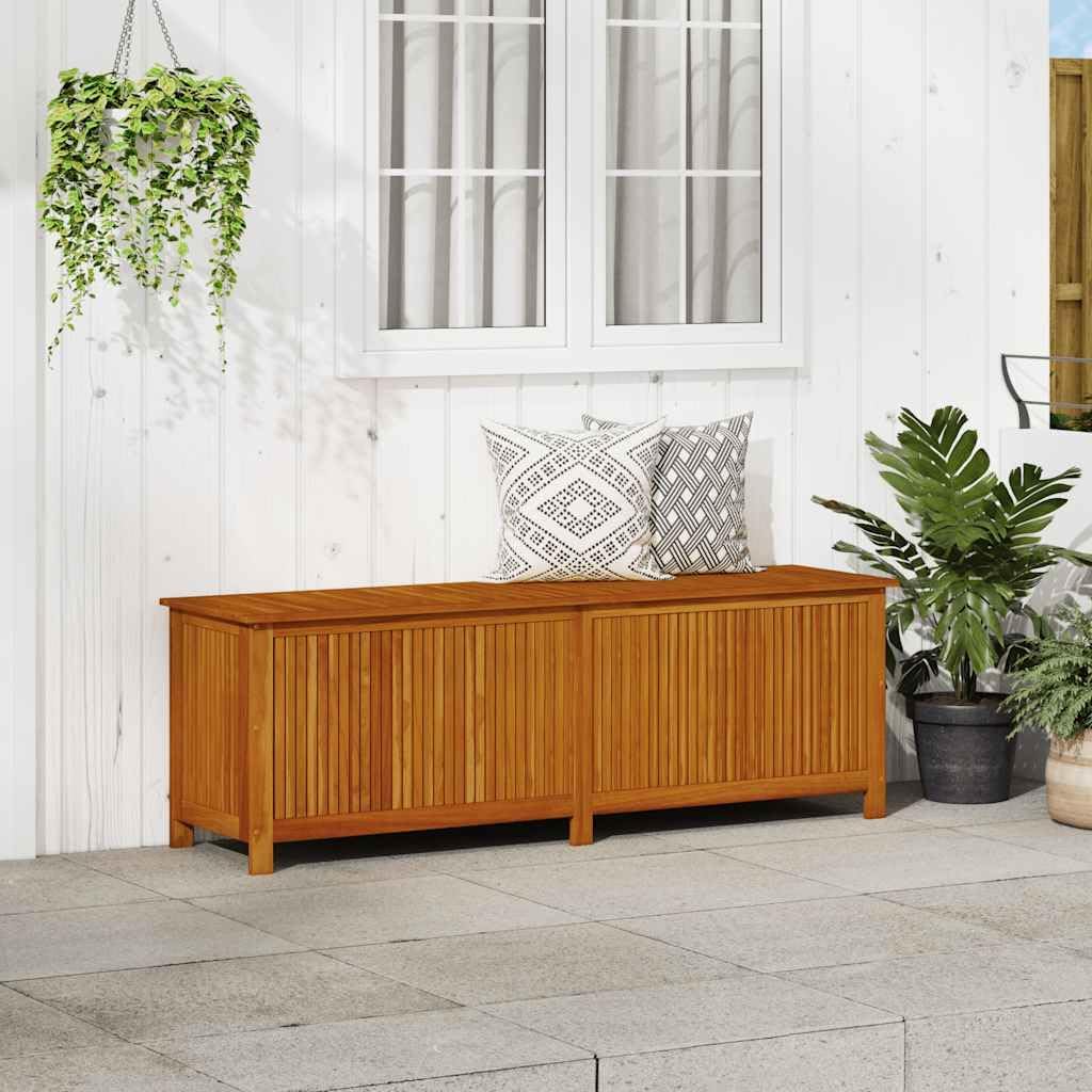 vidaXL - Farmhouse-style Patio Storage Box, Solid Acacia Wood, Water-Resistant Interior Bag with Zipper, Brown, 68.9'x19.7'x22.8'
