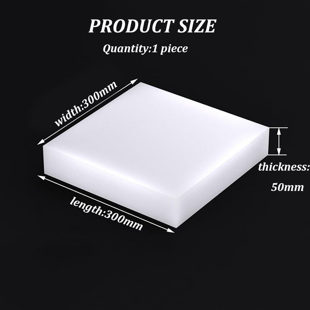 1-Pack White Silicone Cushion Pad 300mm x 300mm Thickness 12mm to 50mm Shock-Absorbing, Non-Slip Rubber Pad for Furniture, Machines, Electronics,50mm