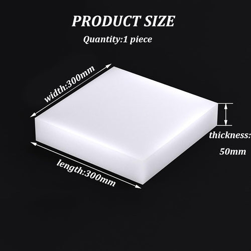 1-Pack White Silicone Cushion Pad 300mm x 300mm Thickness 12mm to 50mm Shock-Absorbing, Non-Slip Rubber Pad for Furniture, Machines, Electronics,50mm