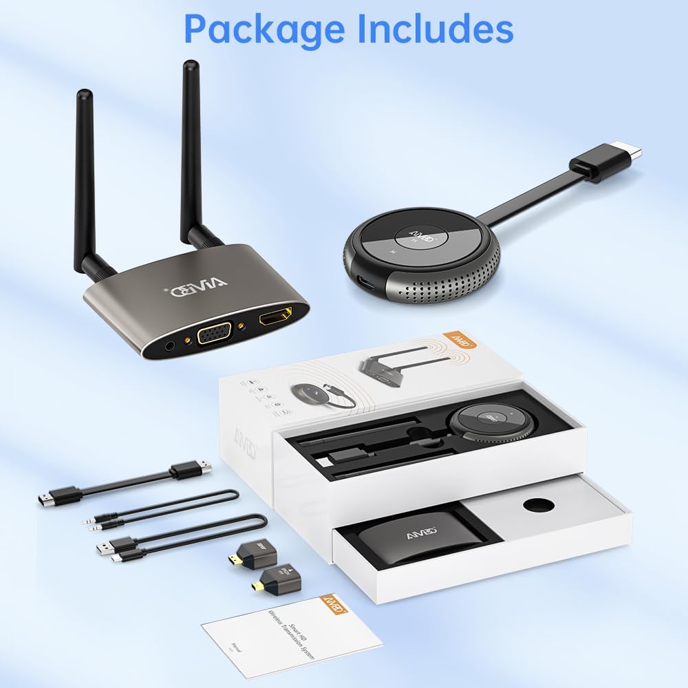 TIMBOOTECH HDMI Wireless Transmitter and Receiver 4K, Dual Screens HDMI & VGA Live Casting 5G Video/Audio for Laptop, Cable Box, Camera, Blu-ray, Phone, Netfix to Monitor, Projector, HDTV 165FT/50M