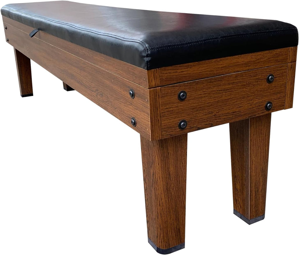 RACK Tuscany 6-Foot Storage Bench (Brown) – Billiard Organizer with Padded Seat