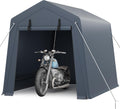 GarveeHome 6x6 FT Portable Outdoor Storage Shed with Roll-Up Zipper Door & Vent, 240G Heavy-Duty Shelter Waterproof PE Tarp, UV-Resistant Carport for Motorcycle, Firewood, Tools -Gray (Gray, 6x8)