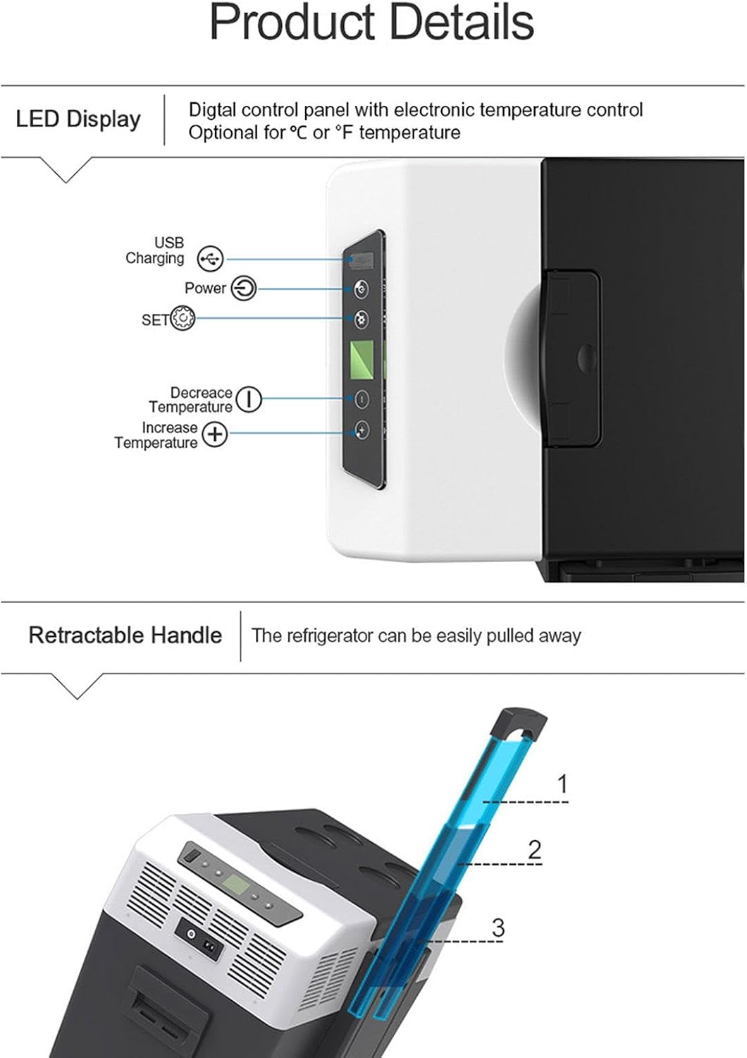 Car Refrigerator, 12V/24V Freezer Compressor Cooler Portable Refrigerator Fridge Cooler for Car, RV, Truck, Van, Boat for Camping, Travel, Fishing Outdoor,40L