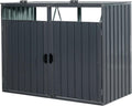 54 Cu.Ft Outdoor Trash Can Storage Shed for 2 Bins, Metal Garbage Bin Enclosure, Waterproof Outdoor Trash Storage Cabinet & Small Generator Shed for Garden & Yard (Black)
