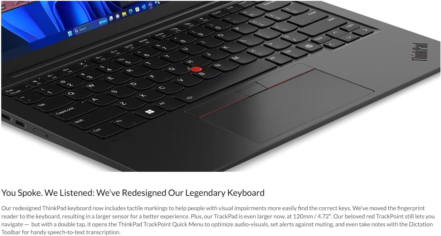 Lenovo ThinkPad X1 Carbon Gen 12 Business Laptop - 14' 1920x1200 Touchscreen - Intel Ultra 7 155U - 32GB DDR5 RAM 2TB SSD - Intel Graphics - Thunderbolt 4 - Wi-Fi 6E - Fingerprint - W11P - Black