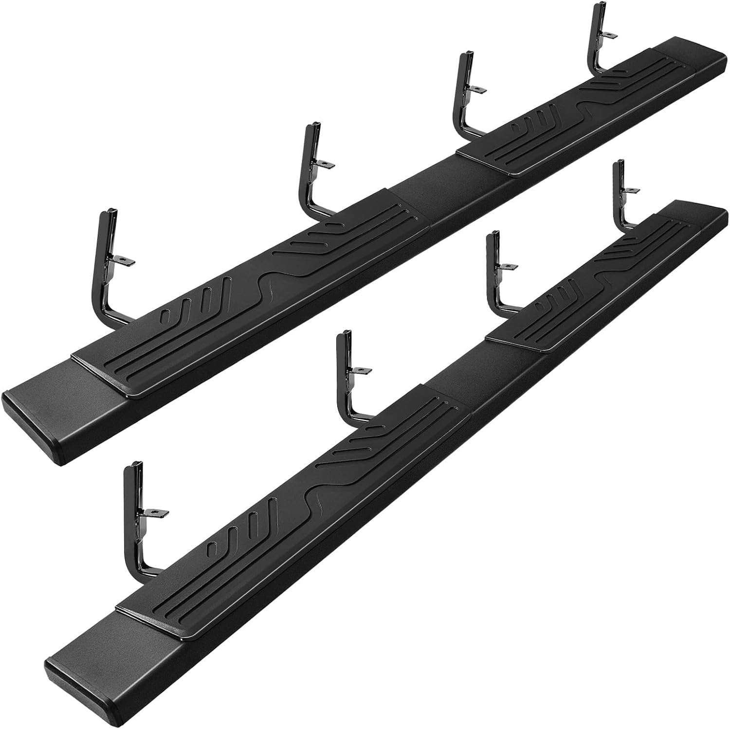 PZ 6.5' Running Boards Compatible with 2015-2026 Chevy Colorado/GMC Canyon Crew Cab, Black Aluminum Alloy Ridge Pattern Side Steps Nerf Bars