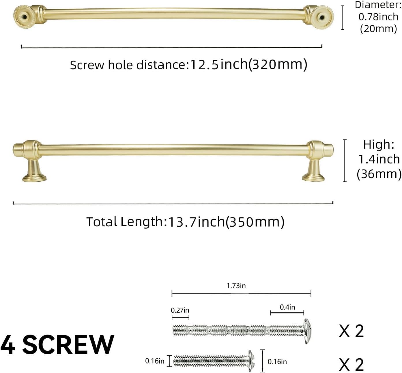 10 Pack 12-3/5 inch(320mm) Brushed Brass Kitchen Cabinet Handles Cabinet Pulls Gold Drawer Pulls Kitchen Cabinet Hardware Handles Dresser Handles