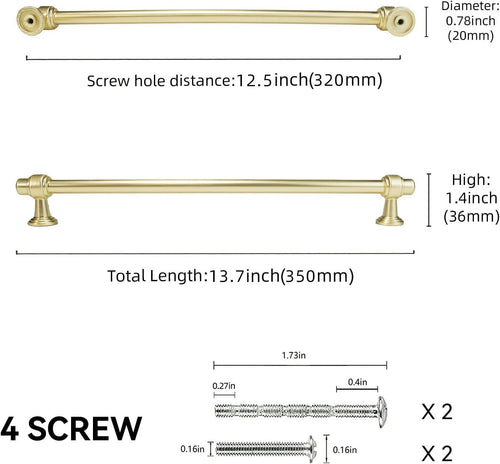 10 Pack 12-3/5 inch(320mm) Brushed Brass Kitchen Cabinet Handles Cabinet Pulls Gold Drawer Pulls Kitchen Cabinet Hardware Handles Dresser Handles