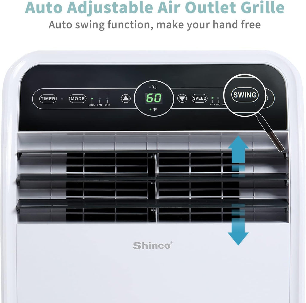 Shinco 10,000 BTU Portable Air Conditioner, Portable AC Unit with Built-in Cool, Dehumidifier & Fan Modes for Room up to 400 sq.ft, RC, Wi-Fi Enabled, 24 Hour Timer, Window Kit