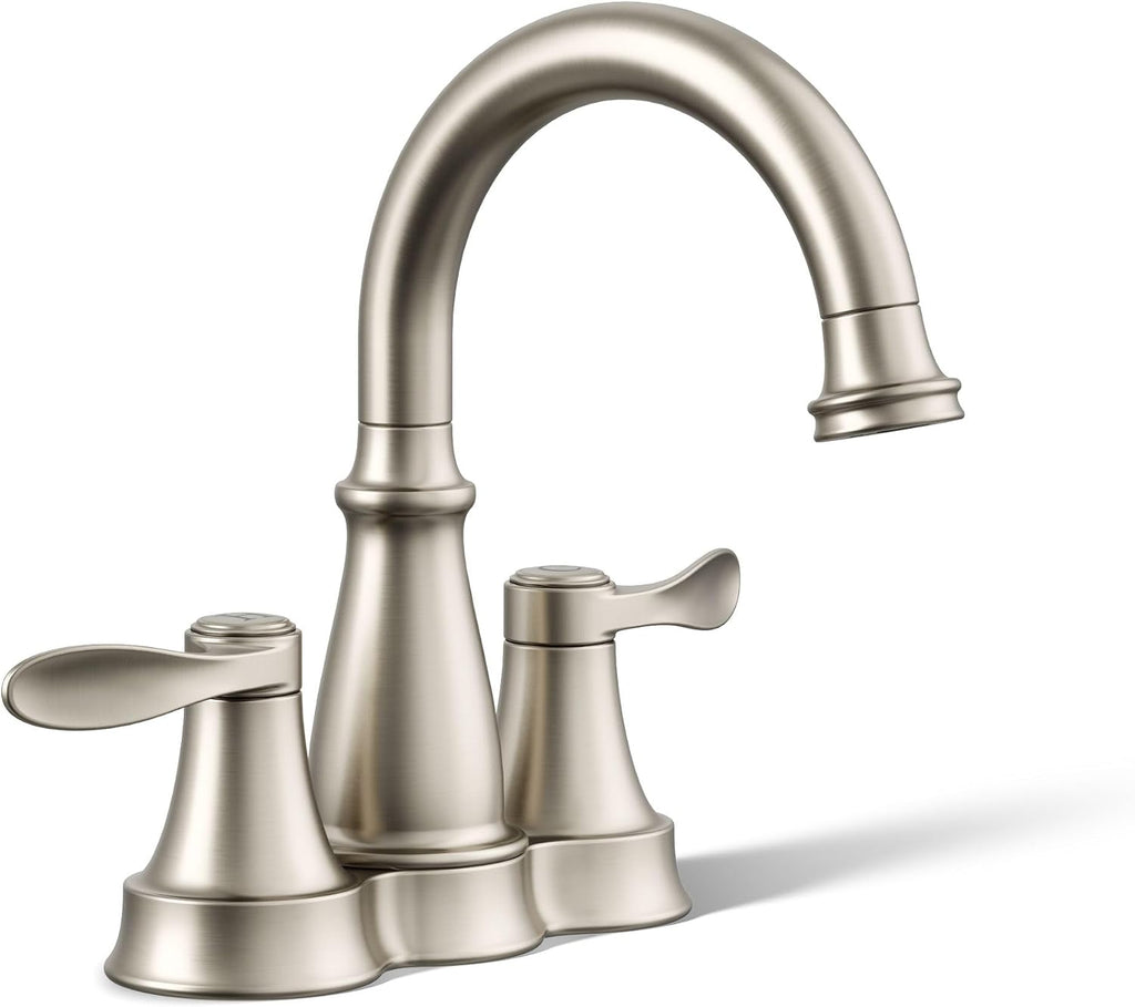 KOHLER K-27378-4-BN Bellera® Centerset Bathroom Sink Faucet, 1.2 GPM, Ceramic Disc Valves, Traditional Design, Vibrant Brushed Nickel