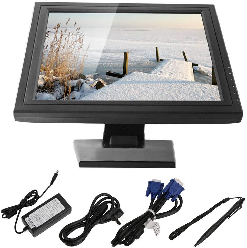 17 Inch LCD Touchscreen Monitor - LED Display Retail Cash Register w/Multi-Position POS Stand for Business, Restaurant, Supermarket, Grocery, Pharmacy, Retail Cash Management Order Taking/Tracking