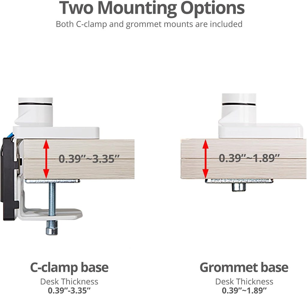 SIIG Dual Monitor Desk Mount, 17' to 35', USB 3.0 and Audio Extend Ports, Fits Two Flat/Curved Monitors, Load Bearing 33 lbs max Each, VESA 75x75 100x100, C-Clamp and Grommet Base (CE-MT3211-S1)