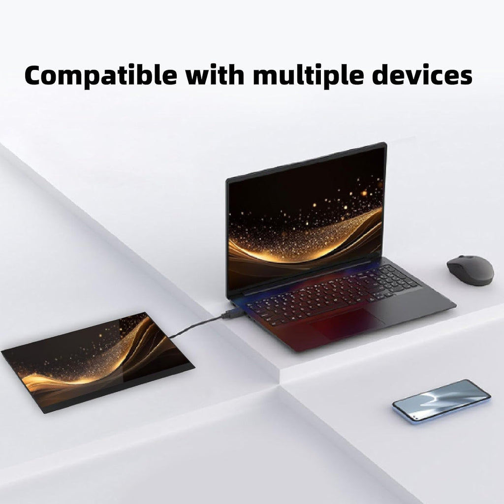 15.6in Computer Display, 1920X1080 120Hz Laptop Screen Extender with 2 Type C and Mini HD Display Ports, with Speakers, for Tablet PC