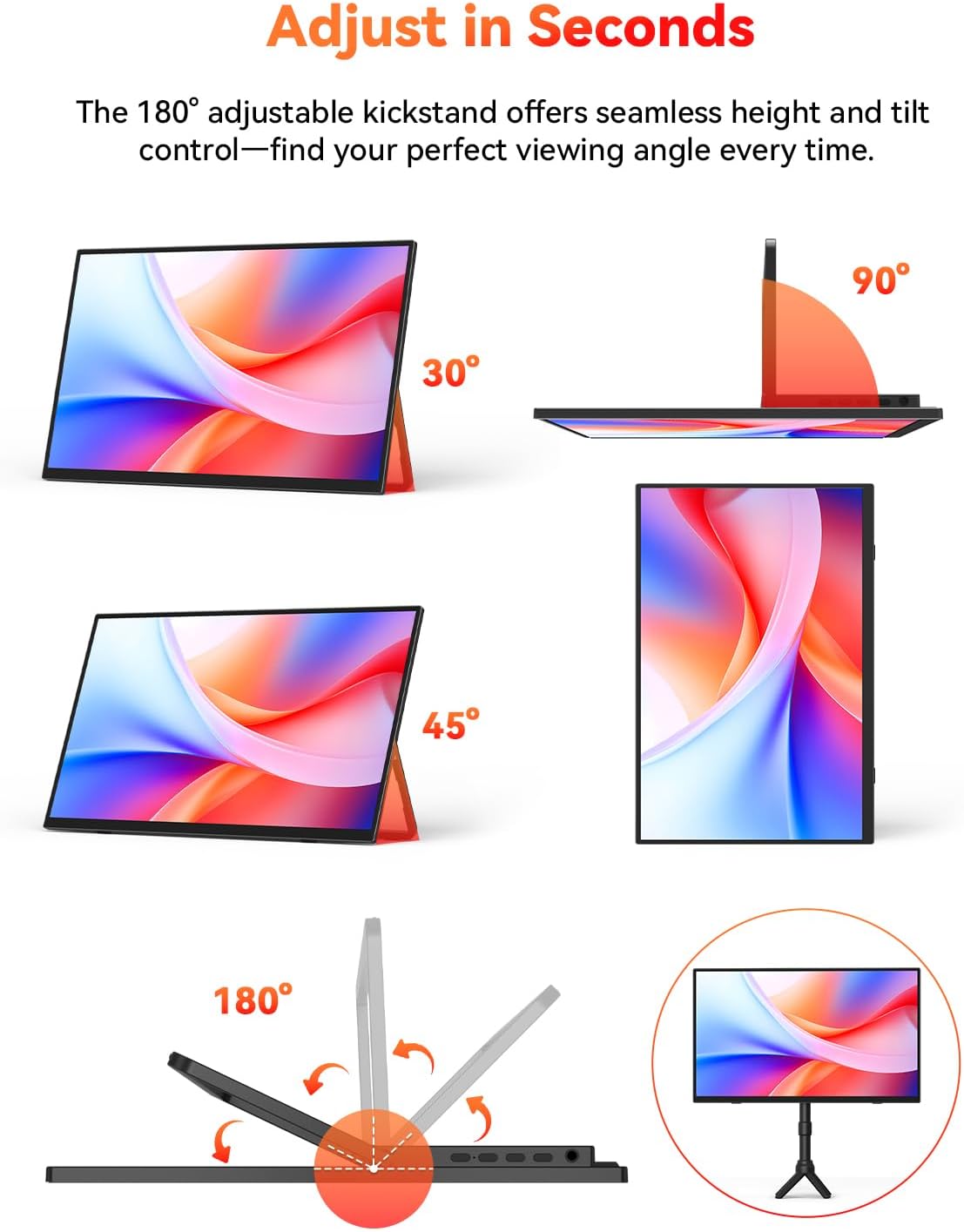 HotYeah 18.5' 100Hz & 15.6' 60Hz Portable Monitors Bundle, FHD IPS USB-C HDMI External Screens w/Adjustable Stand & Dual Speakers for Laptop, PC, Mac, Phone, Switch, PS5