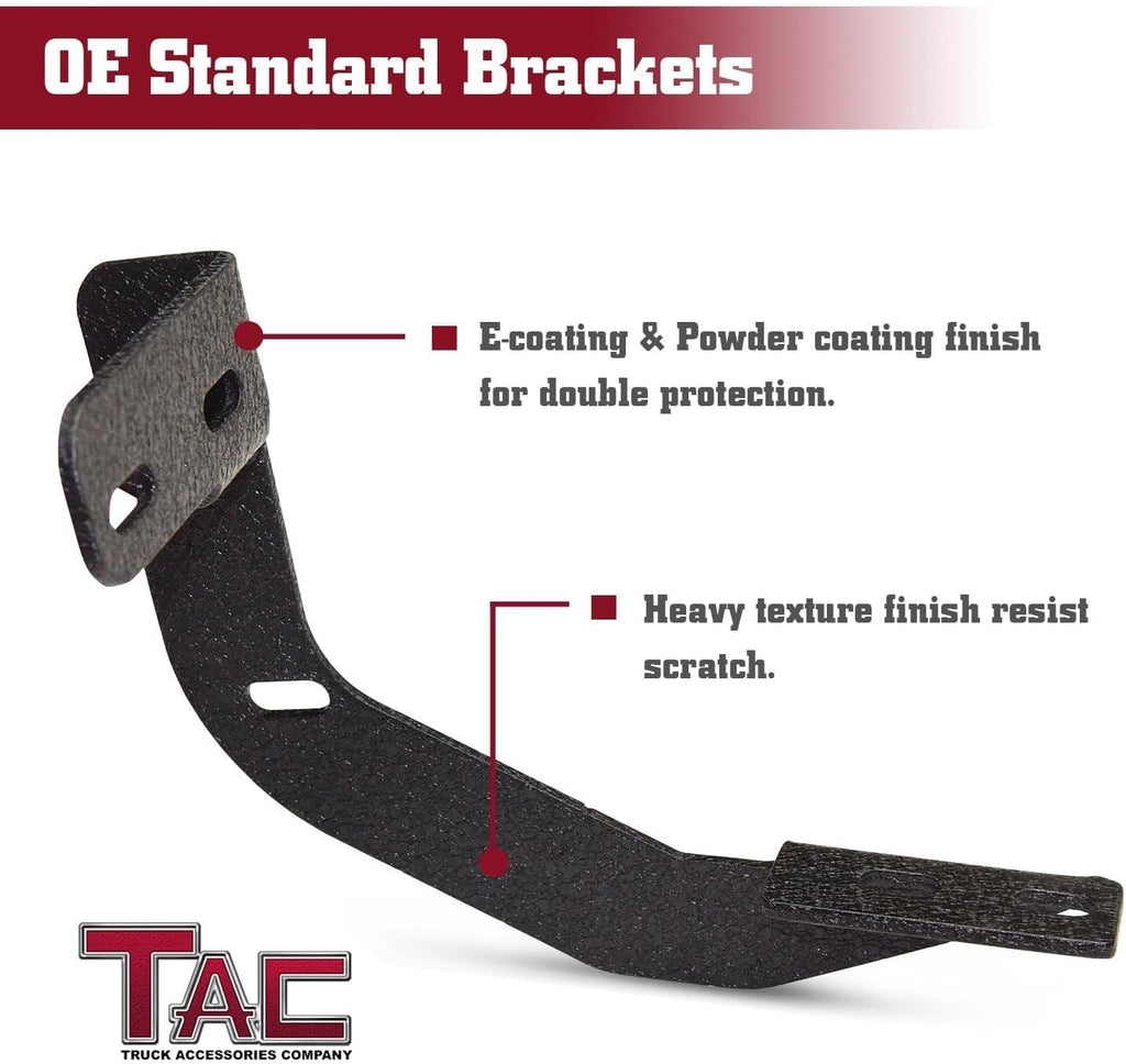TAC 4.25' Side Steps Fit 2007-2021 Toyota Tundra Double Cab Pickup Truck Oval Bend Texture Black Nerf Bars Running Boards Exterior Accessories (Texture Powder Coating Brackets) (2 Pieces)