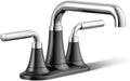 KOHLER K-27414-4-CBL Tone™ Centerset Bathroom Sink Faucet, Clicker Drain, Bathroom Faucets, 1.2 GPM, Polished Chrome with Matte Black