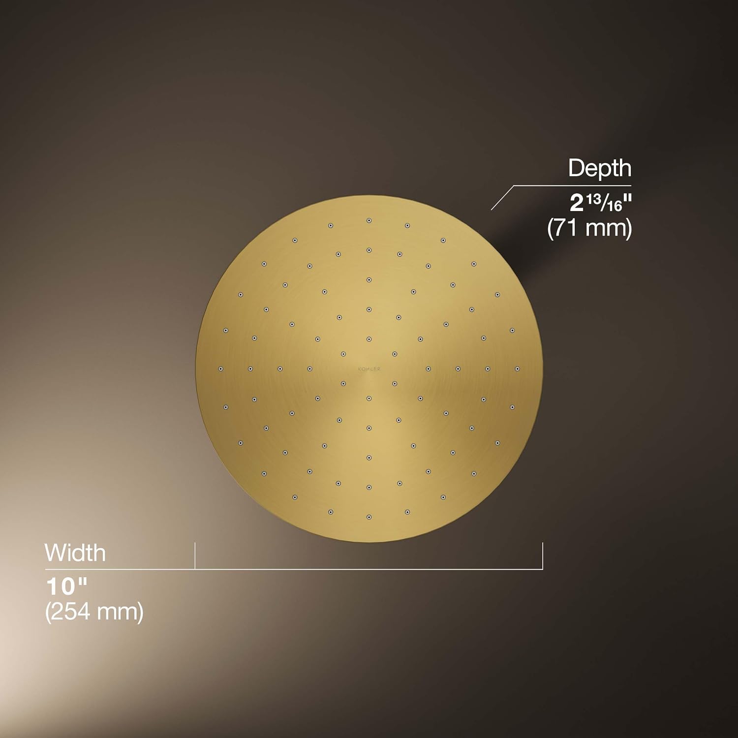 Kohler 13689-G-2MB Contemporary Round 10' single-function rainhead, 1.75 gpm, Vibrant Brushed Moderne Brass