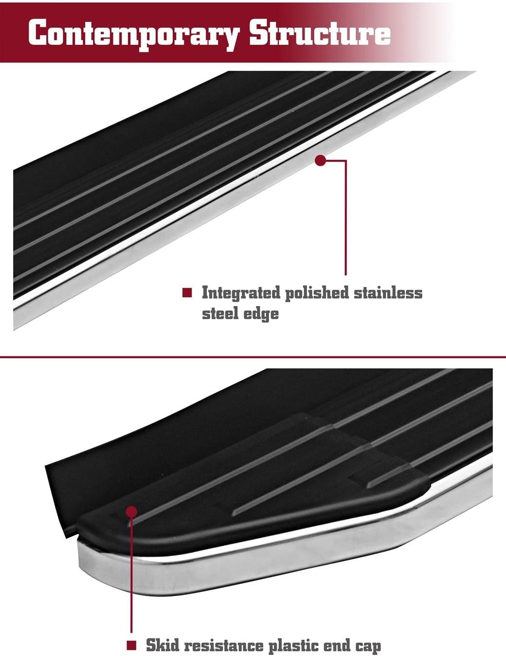 TAC Running Boards Compatible with 2023-2026 Honda Pilot SUV 5.5' Aluminum Black Side Steps Nerf Bars Step Rails Exterior Accessories 2 Pieces