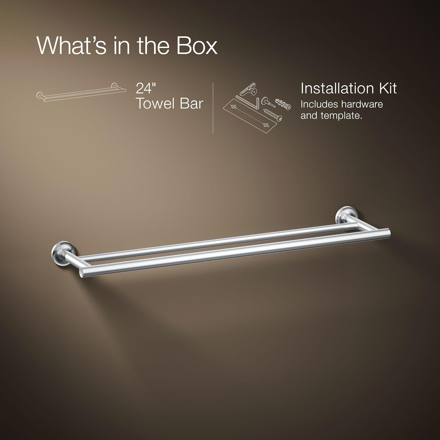 Kohler 14375-CP Purist® 24' Double Towel bar, Polished Chrome