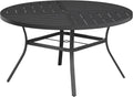 VICLLAX Round Patio Table with Adjustable Umbrella Hole for 6, All Weather 50' Metal Outdoor Dining Table for Lawn Garden, Black