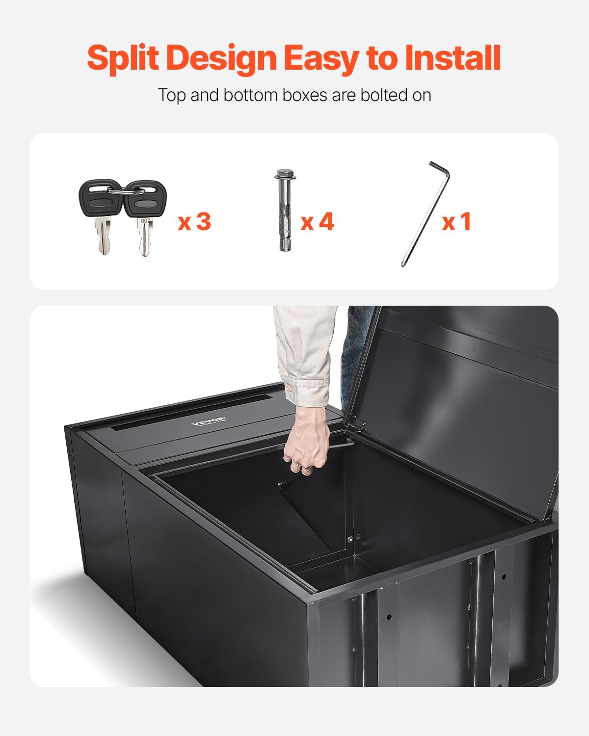 VEVOR Package Delivery Boxes for Outside, 35.8 in Mailbox for Parcel with Lock, Galvanized Steel Package Drop Box with Anti-Theft Design, Weather-Resistant Package Mailbox for Home and Office, Black