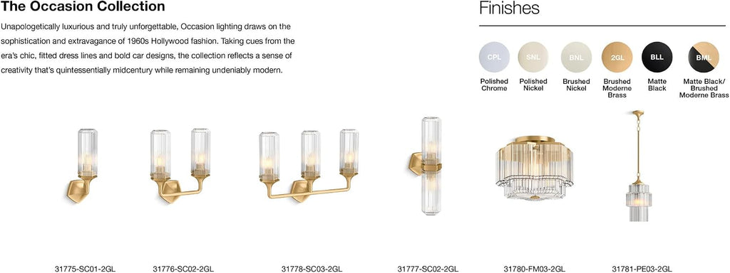 2-Light Vintage Sconce - Brushed Nickel by Kohler