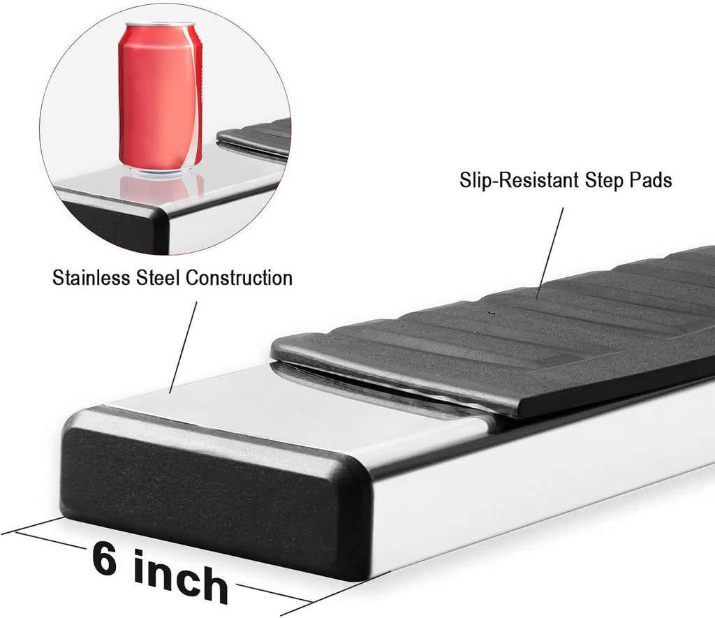 6 Inch Running Boards Compatible with 2019-2026 Ford Ranger Super Crew Cab with 4 Full Size Doors.Ford Ranger Steps Rock Sliders Step Bar Side Steps.Stainless Steel