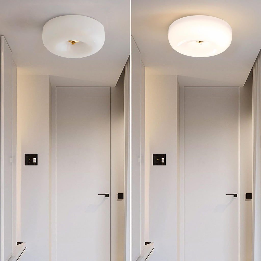 16' Large Milk Glass Flush Mount Ceiling Light Vintage Semi Flush Light Fixture Mid Century Modern Kitchen Ceiling Light White LED Ceiling Lights Schoolhouse Light Fixture