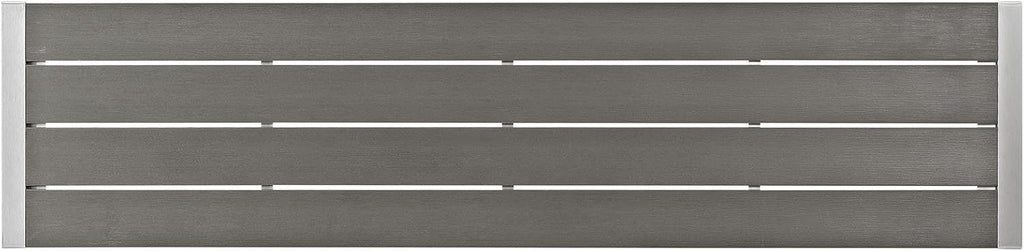 Modway Shore Aluminum Outdoor Patio Bench in Silver Gray