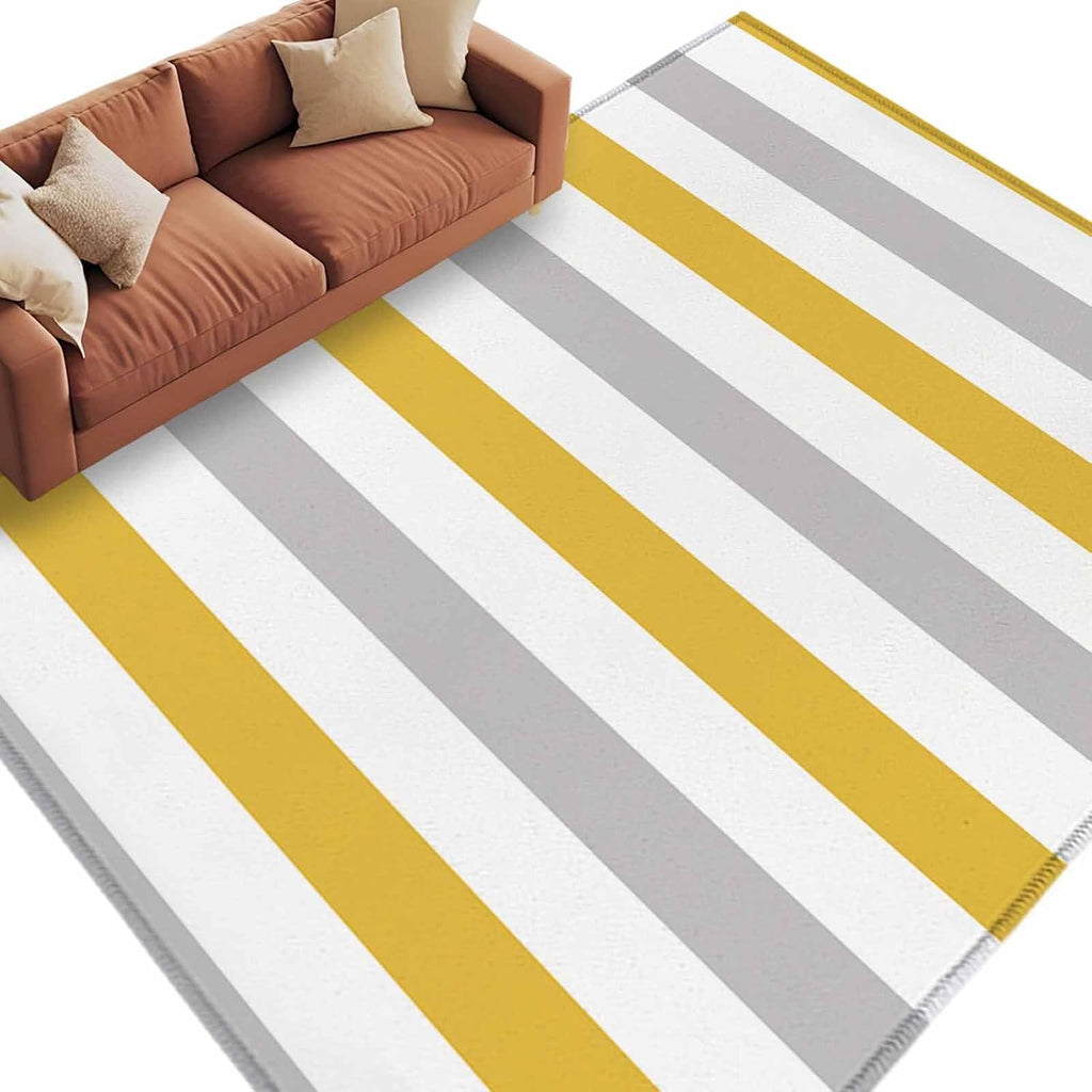 Living Room Rug 5x7, Orange Grey Striped Washable Non Slip Carpet for Bedroom, Bathroom, Office, Geometric Vertical Stripes White Low Pile Area Rug Indoor Outdoor Mats Home Decor Aesthetic