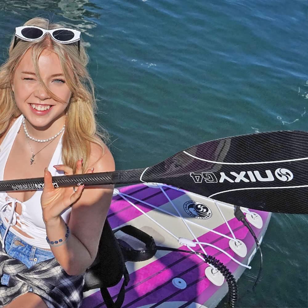 NIXY Full Carbon Fiber SUP Paddle – Adjustable 3 Piece Pro Paddle with ABS Blade Edge for Stand Up Paddle Board – Durable, Lightweight Floating Paddle