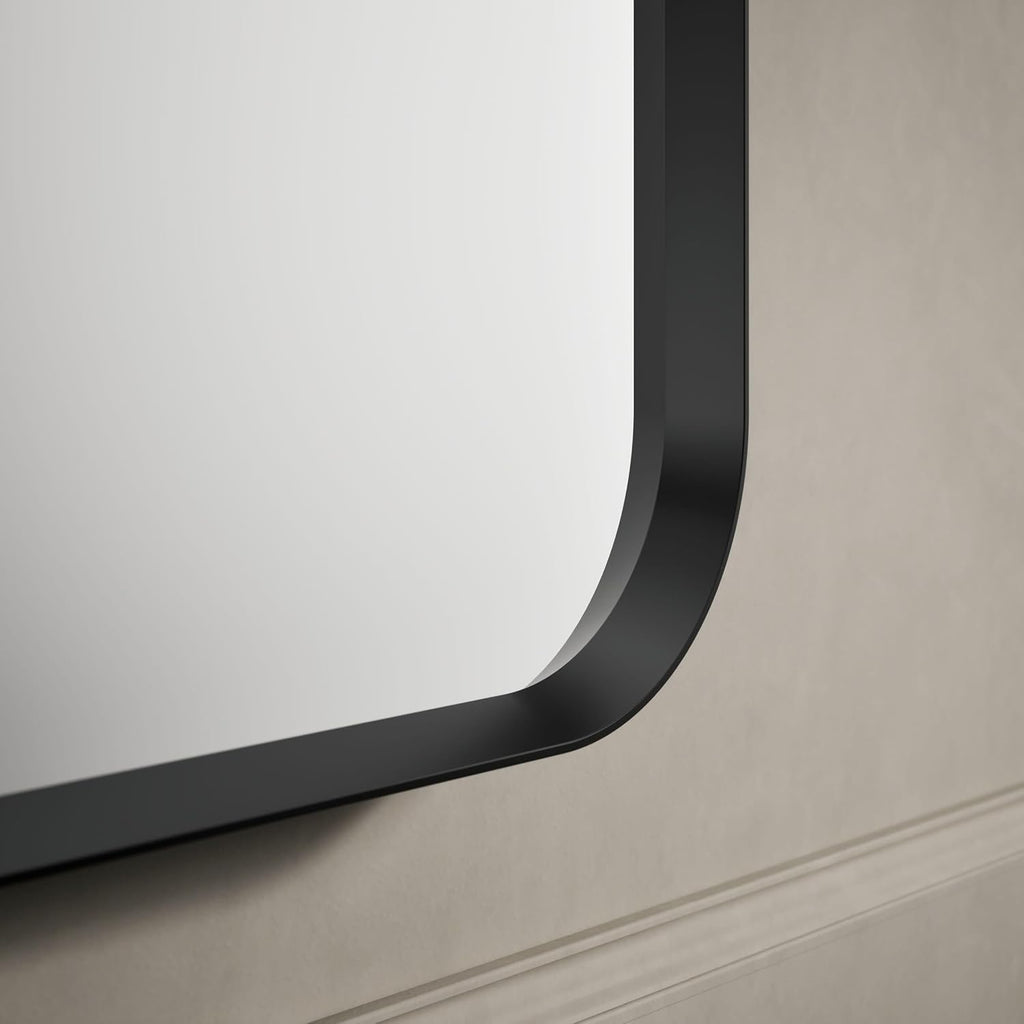 Kohler Essential 24 in. W x 36 in. H Rectangular Framed Wall Mount Bathroom Vanity Mirror in Matte Black