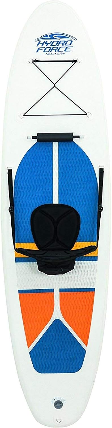 Bestway Hydro-Force White Cap 10 Foot Inflatable SUP Stand Up Paddle Board and Kayak w/Traction Pad, Backrest Seat, 3 Fins, and Aluminum Oar (2 Pack)