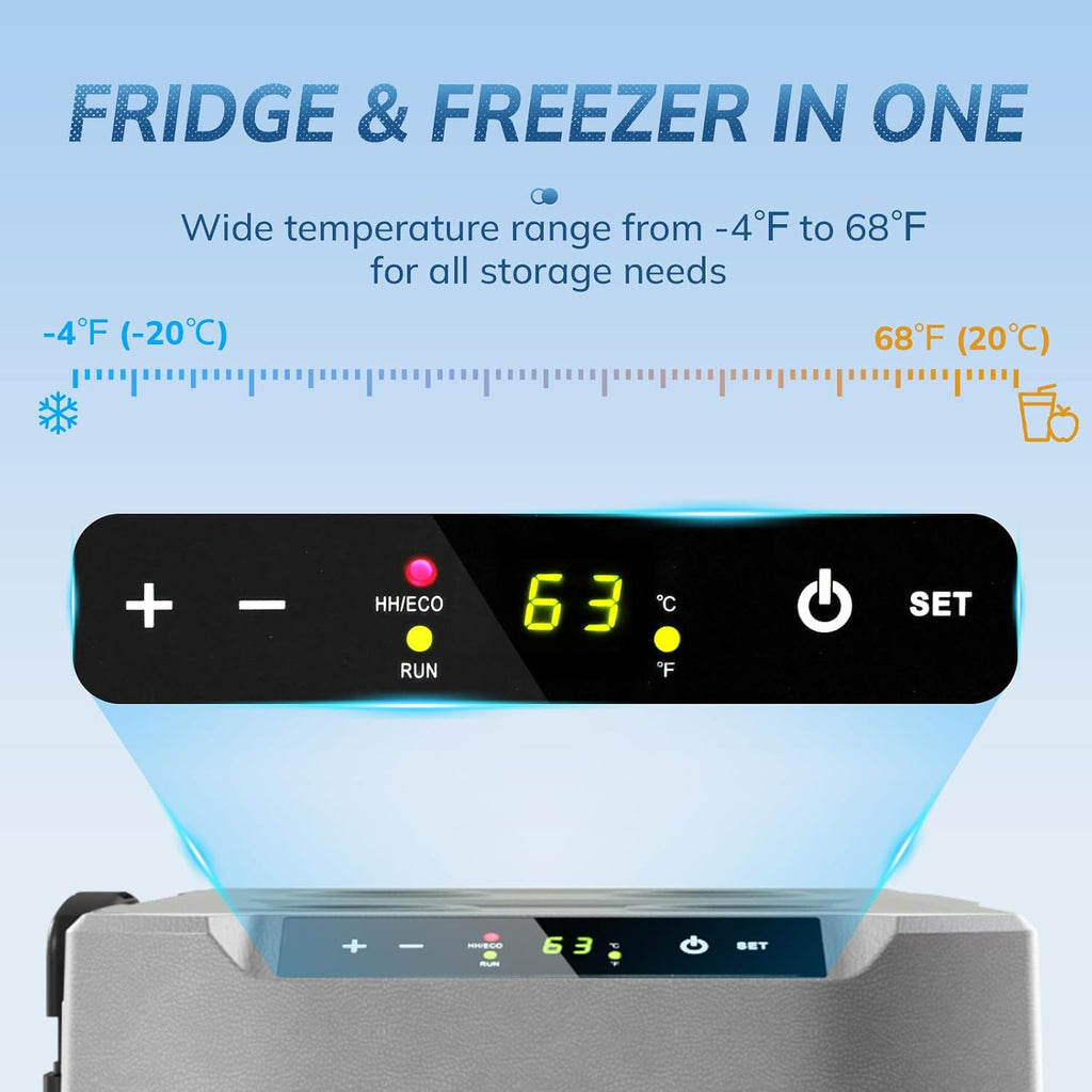 Antarctic Star 12 Volt Car Refrigerator,43QT(40L) Electric Cooler, -4℉~68℉ Portable Fridge Freezer,12V 24V DC 100-240V AC Car Fridge with Wheels&2 Baskets for Car,Camping,RV,BLACK