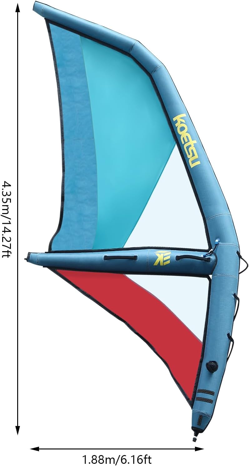 Professional Inflatable Paddle Board for Adults 14.27 * 6.17 ft, Freestanding Paddle Board, with Inflatable Sail, Pump, Backpack, Foot Strap, Pump Hose