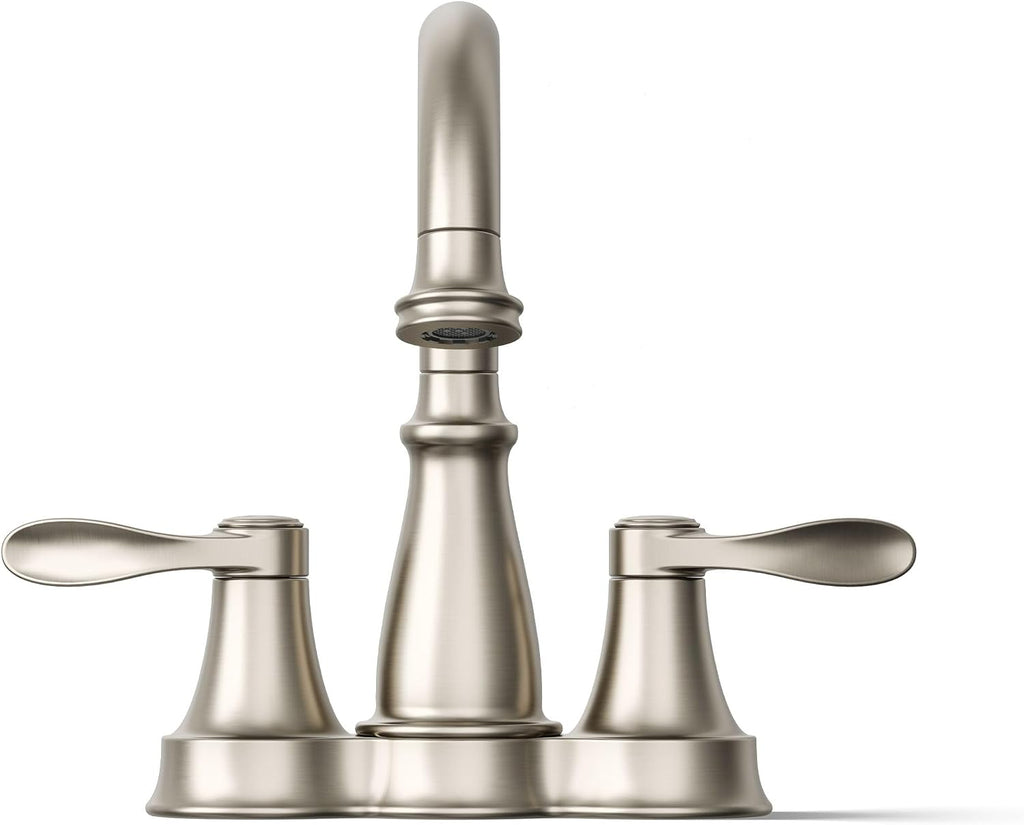 KOHLER K-27378-4-BN Bellera® Centerset Bathroom Sink Faucet, 1.2 GPM, Ceramic Disc Valves, Traditional Design, Vibrant Brushed Nickel