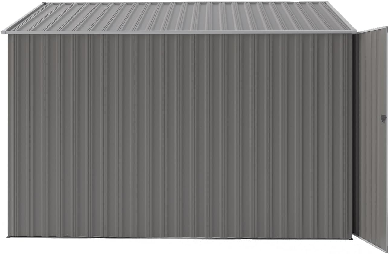 YOPTO 4×8 FT Outdoor Metal Storage Shed,Heavy-Duty Lean to Storage Shed with Lockable Single Side Hinge Door,Waterproof Metal Storage Tool House W/Sloping Roof,Air Vent&Protect Film,for Backyard,Gray