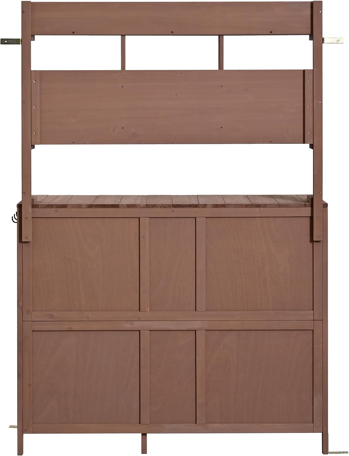 65' H Large Patio Potting Bench, Farmhouse Garden Workstation with 6 Drawers, Bottom Cabinet and Side Hook, Adjustable Shelf, Fir Wood Frame Outdoor Kitchen Island (Brown/101)