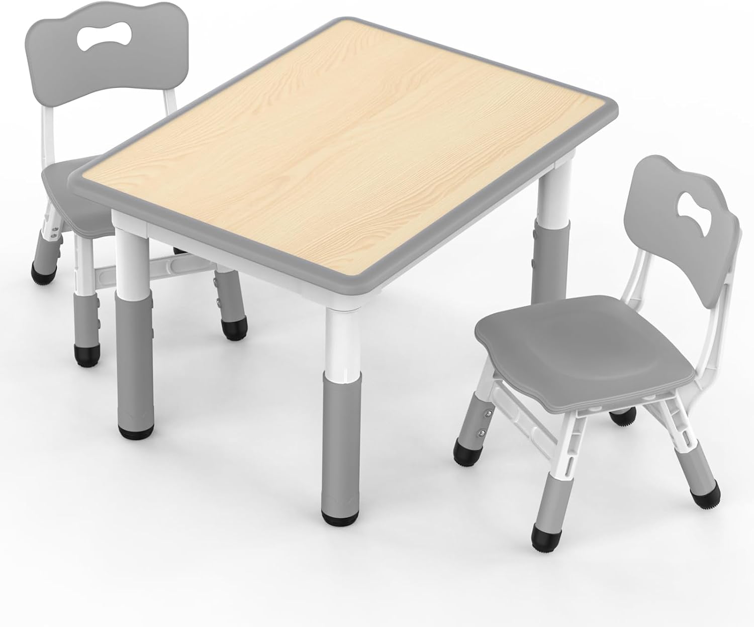 HLPB Kids Table and 2 Chairs Set, Adjustable Height, Graffiti Desktop, Non-Slip Legs, 31.5''L x 23.6''W Toddler Multi-Activity Table for Ages 2-8, Max 300lbs, for Daycare, Classroom, Home