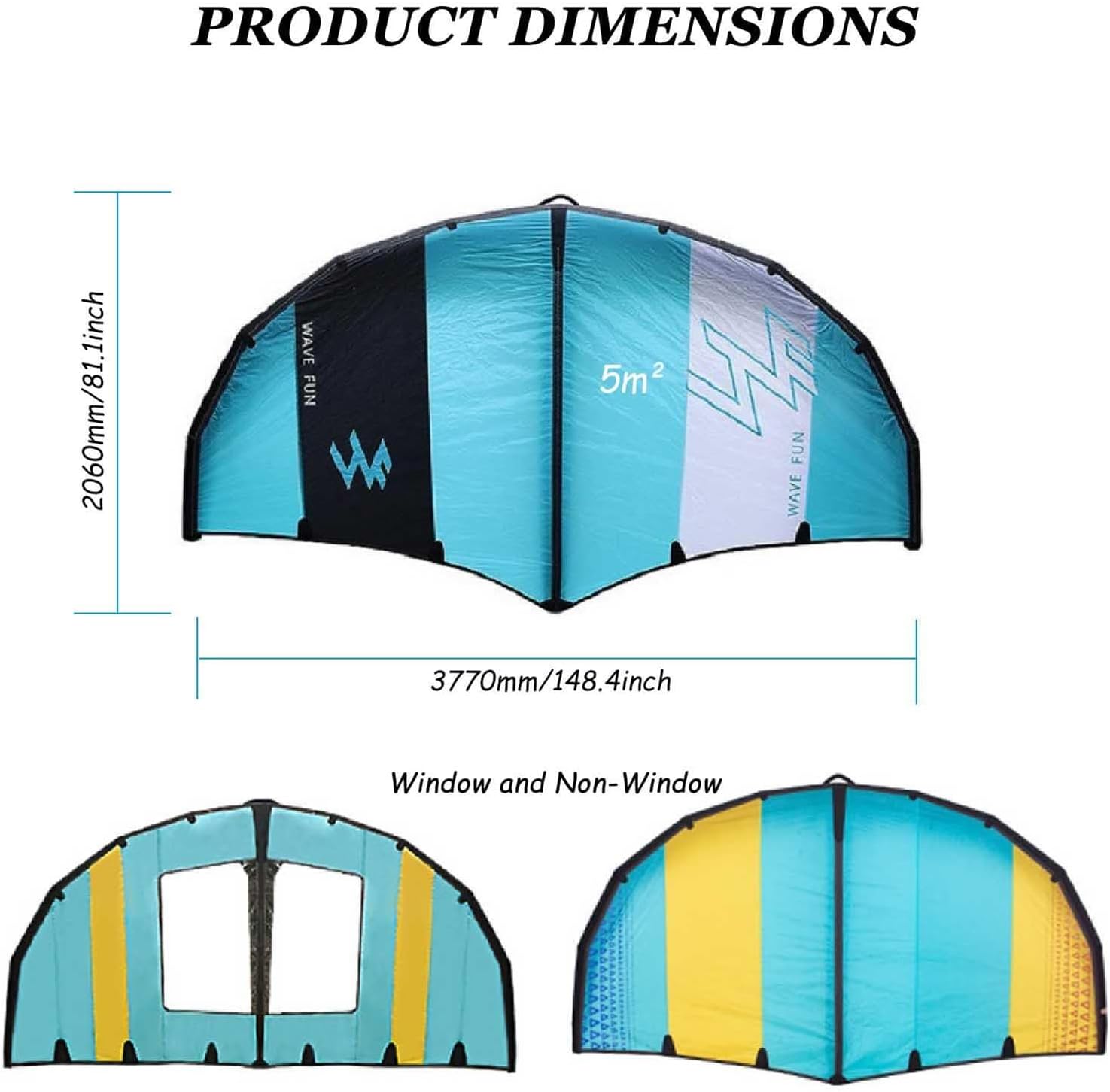 Inflatable Surf Wing with Pump, Wing Foil Kite for Paddle Board and Hydrofoil, Portable Windsurfing Wing for Outdoor Water Fun