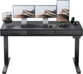 HUANUO Electric Standing Desk with Drawers, C-Clamp Mount Compatible, 55 x 28 Inch Height Adjustable Sit Stand Desk, Fabric Drawers, Home Office Stand Up Desk with 4 Custom Height Settings, Black