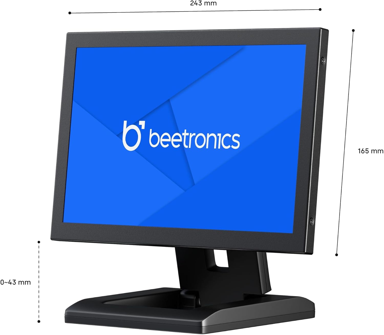 Beetronics 10-Inch Full HD IPS Monitor - Professional Industrial-Grade Display | HDMI, VGA, BNC, RCA Inputs | Durable Metal Housing, Matte Screen, 24/7 Continuous Operation, Wide Viewing Angle, 10HD7M