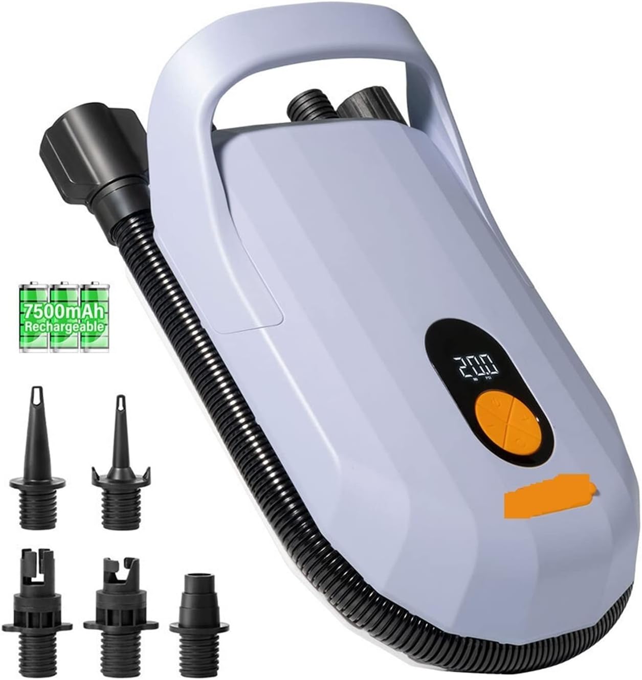 Paddle Board Fin, Electric Pump 7500mAh Battery for Inflatable Kayak Surfboard Stand Up Paddle with 5 Nozzles Boat Accessories