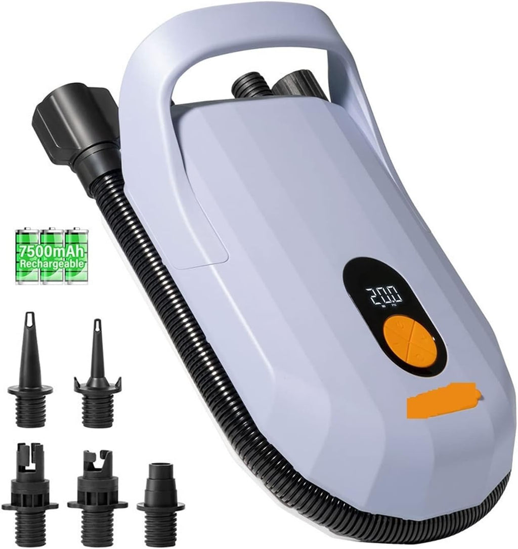 Paddle Board Fin Electric Pump 7500mAh Battery for Inflatable Kayak Surfboard Stand Up Paddle with 5 Nozzles Boat Accessories for Surfing, Seaside Travel